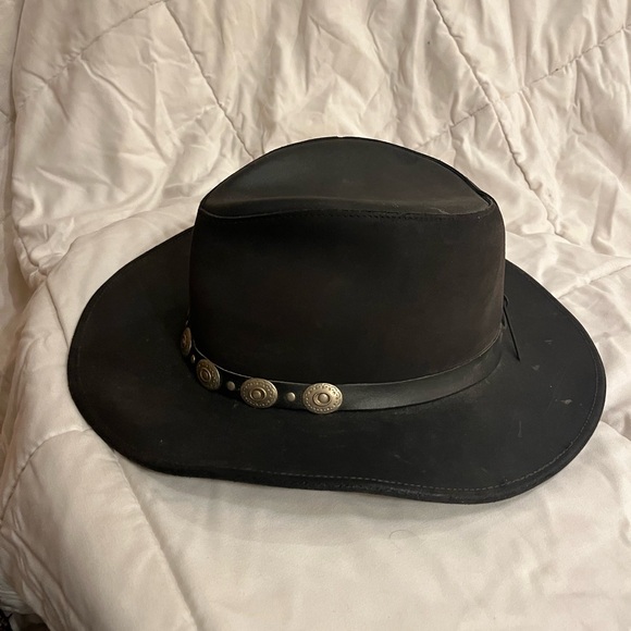 Black Leather Cowboy Hat - Picture 5 of 6
